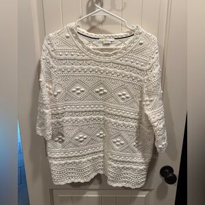 Boden Ivory Crochet Knit Top sweater. Beautifully detailed and classic